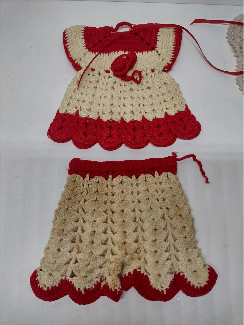 Vintage Handmade Crochet Lot Potholders Doll Clothes Doily Granny Cottagecore